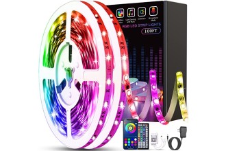 Tenmiro Led Lights for Bedroom 100ft (2 Rolls of 50ft) Music Sync Color Changing LED Strip Lights with Remote and App Control 5050 RGB LED Strip, LED Lights for Room Home Party Decoration